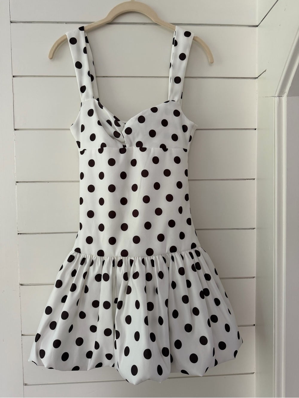 Zara White Dress with Brown Polka Dots